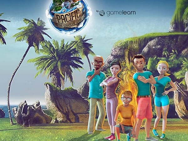 A title screen from Pacific, a game by Game Learn, teaching and training corporate leaders in team management.  - Chaos Theory | Serious Games Developer, Australia