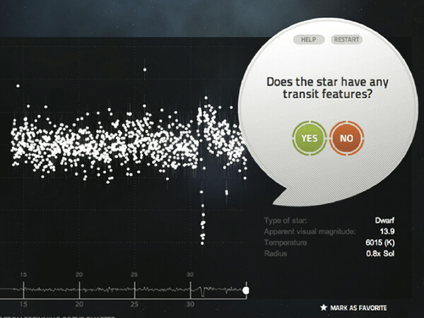 Screenshot of Zooniverse's Planet Hunters TESS. A citizen science platform for participants to help find new planetary bodies. - Chaos Theory | Serious Games Developer, Australia