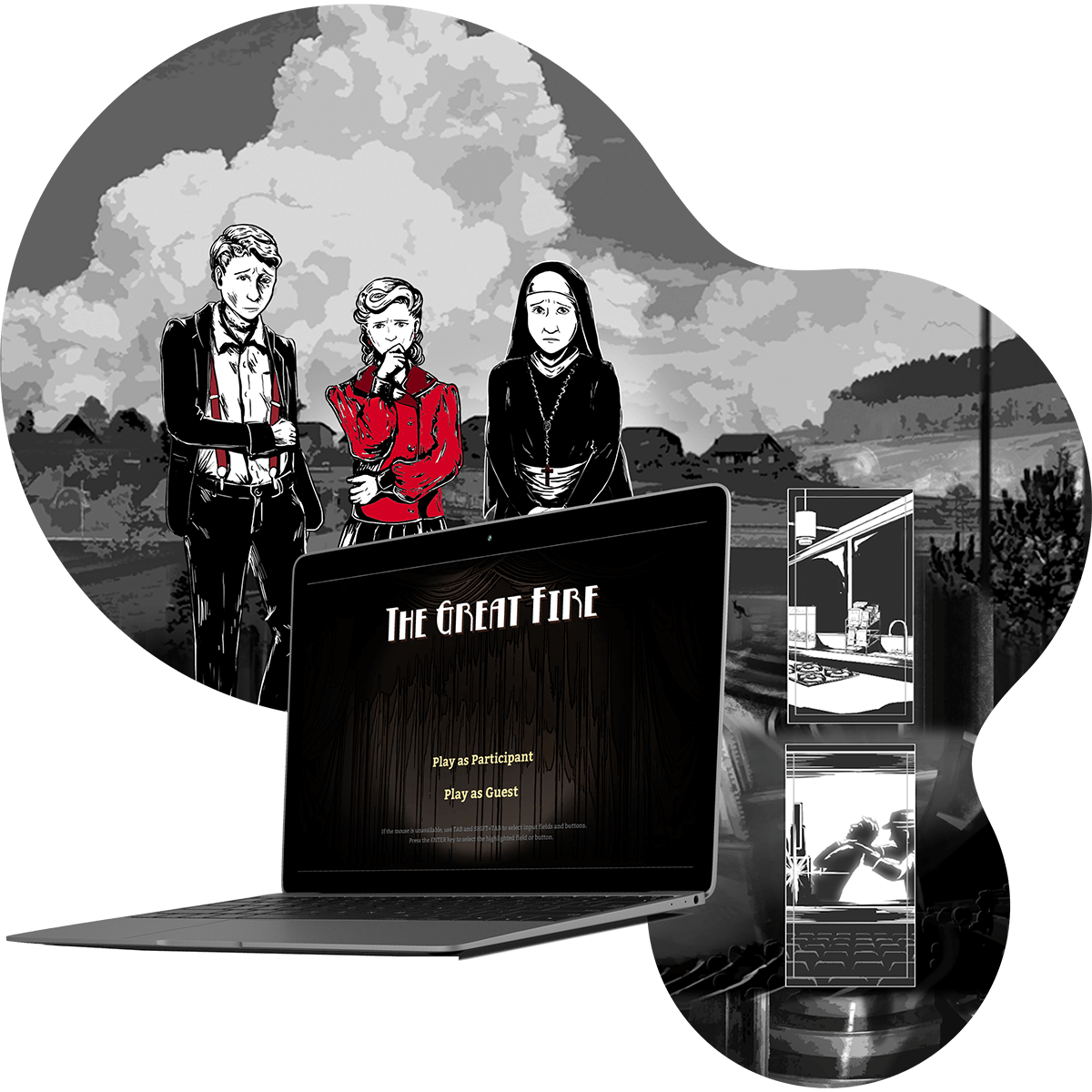 The Great Fire is a noir visual novel set in the Orpheum, a 1950s country-town cinema. ‍This game has been created as part of a research project for Macquarie University.
