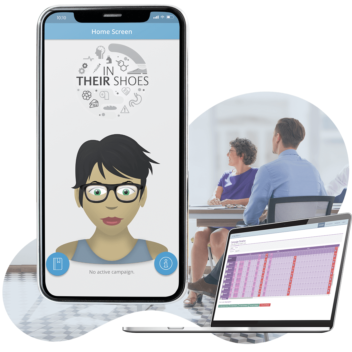 A screenshot of In Their Shoes - a mixed reality app that helps pharmacists build empathy with patients.