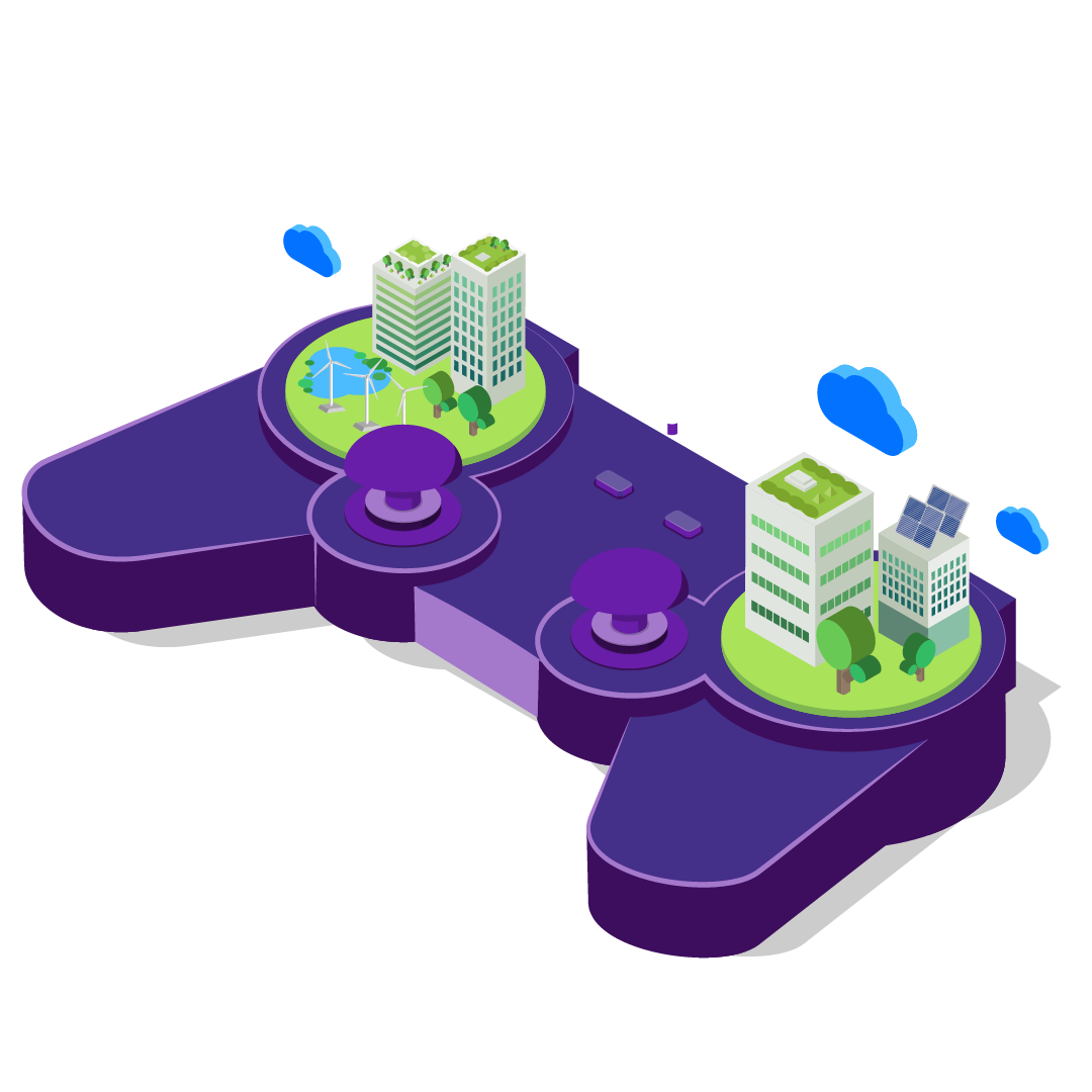 A flat graphic of a environmental friendly game controller