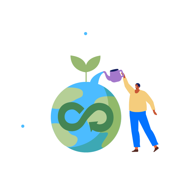 A flat graphic depicting collective action