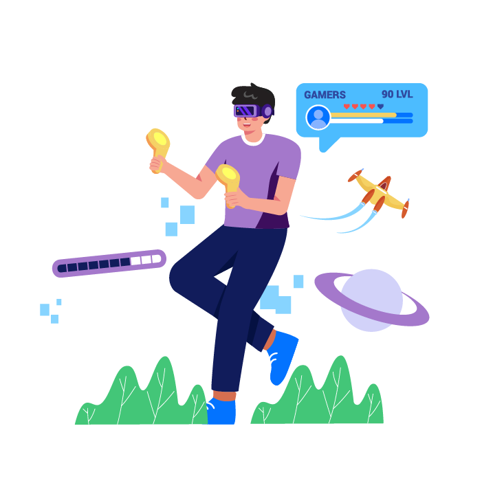 A flat graphic of ar and vr games