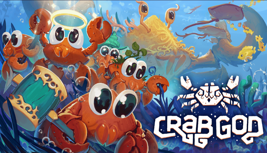 The splash screen of upcoming game Crab God