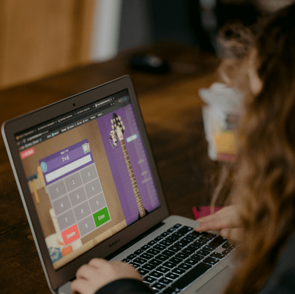 An example of a student learning maths through e-learning gamification