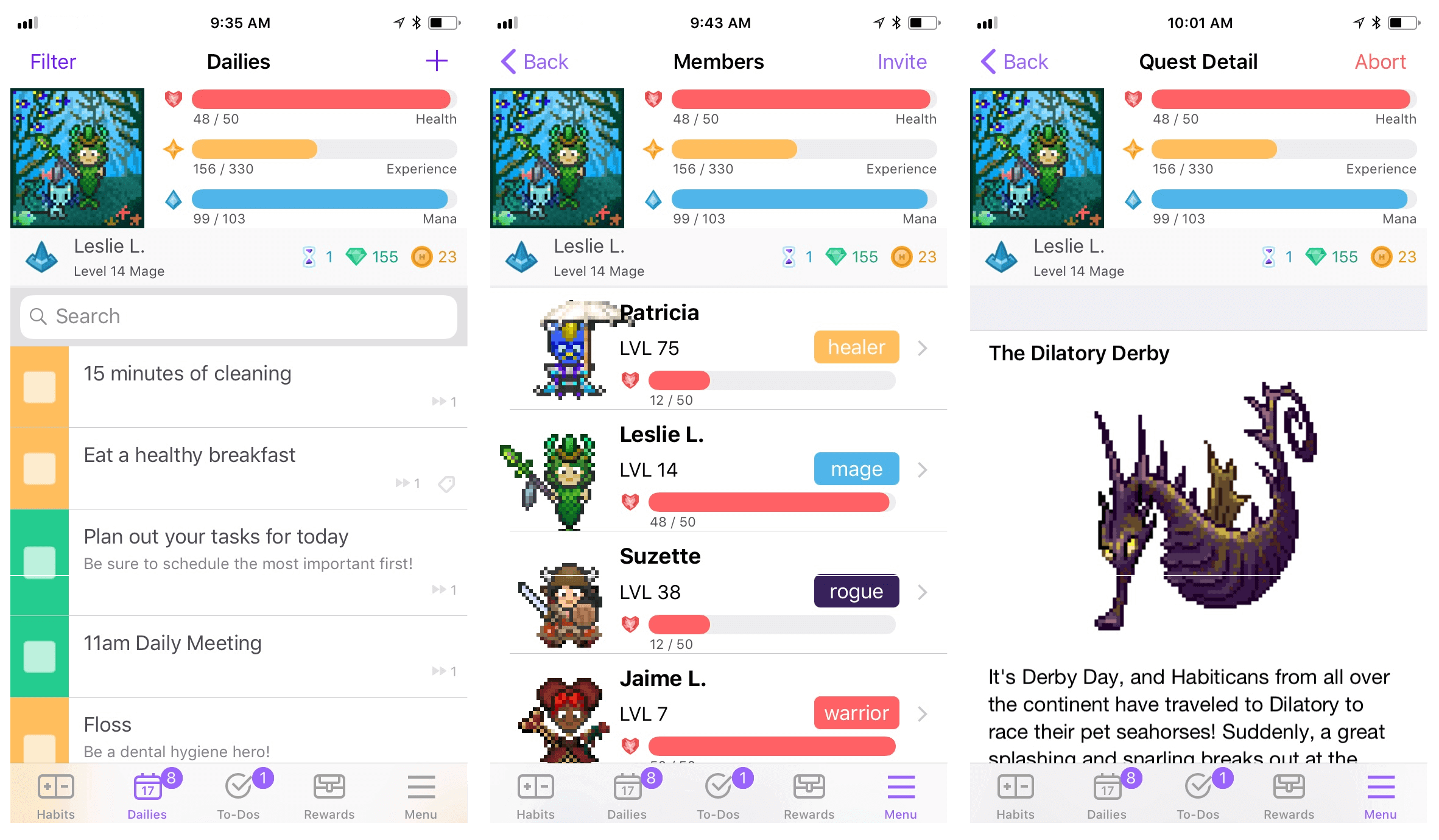 Screenshot of the game Habitca to explain how games have clear objectives